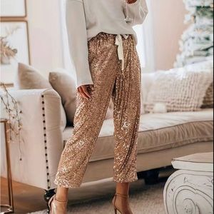 SEQUIN JOGGERS bling S M L black OR gold NWT Pants bottoms
